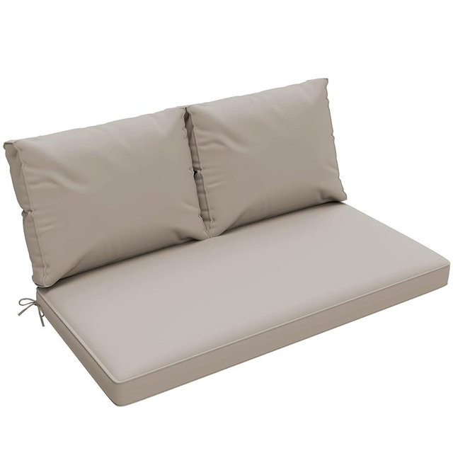 zanwu hwyd Outdoor Loveseat Cushions Set, 48x24 Inch Waterproof Bench Cushion and 2 Back Cushions, Thick Outside Seat Pad with Removable Cover for Patio Furniture Sofa Couch, Taupe
