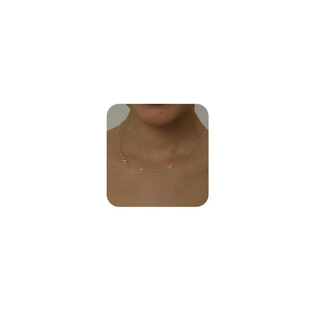 Silver Necklace for Women, Dainty Sideways Letter Necklace Sterling Silver Initial Necklace Cute Name Necklace Personalized Simple Silver Choker Necklaces for Women Trendy Jewelry Gifts