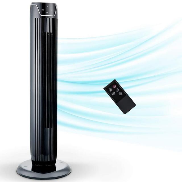 Tower Fan, Oscillating Fan with Quiet Cooling 3 Wing Mode, 3 Speed ​​and Remote Control, up to 7h Timer, LED Display, Low Noise Whole Room Floor Fan, 36 -Inch, Black