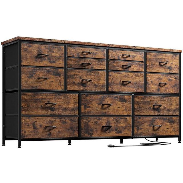 Enhomee TV Stand Dresser for 65" TV Stand with Charging Station TV Stands for Living Room Long Dresser for Bedroom TV Stand with 16 Drawers Storage TV Stand for Bedroom Dresser 51.1''W*11.8''D*34.8''H