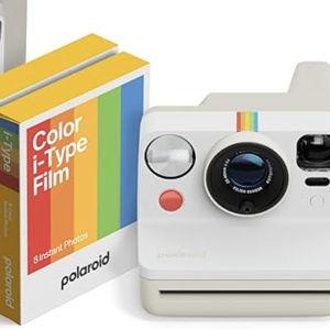 Polaroid Now 3rd Generation I-Type Instant Camera + Film Bundle - Pebble White Camera