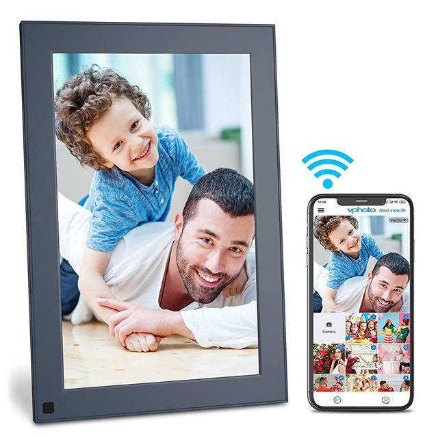 FULLJA WiFi Digital Picture Frame 10 Inch Touch Screen IPS HD Dispaly, Electronic Digital Photo Frames with 16GB Storage, USB Auto-Rotate, Motion Sensor, Share Photos and Videos via App, Email, Cloud