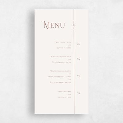 Light Oatmeal, Beige Wedding Menu - Hartington