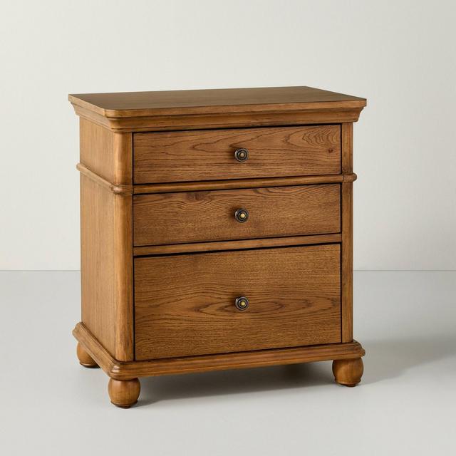 3 Drawer Classic Nightstand - Aged Oak - Hearth & Hand™ with Magnolia