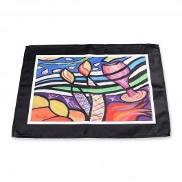 Flowing Kiddush and Candles Design Challah Cover