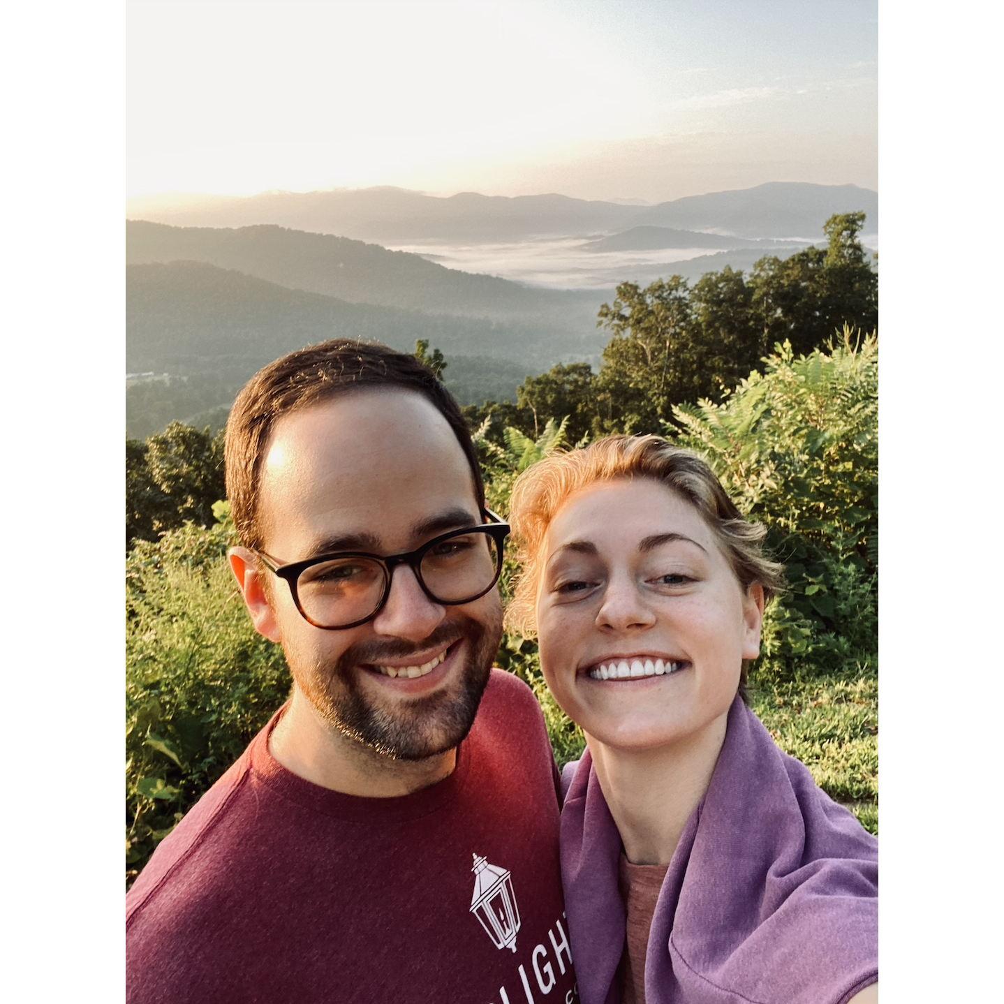 George proposed during our vacation in Asheville, North Carolina. It was sunrise and we had just reached the peak of our hiking trail. We were all alone. It was absolutely perfect.