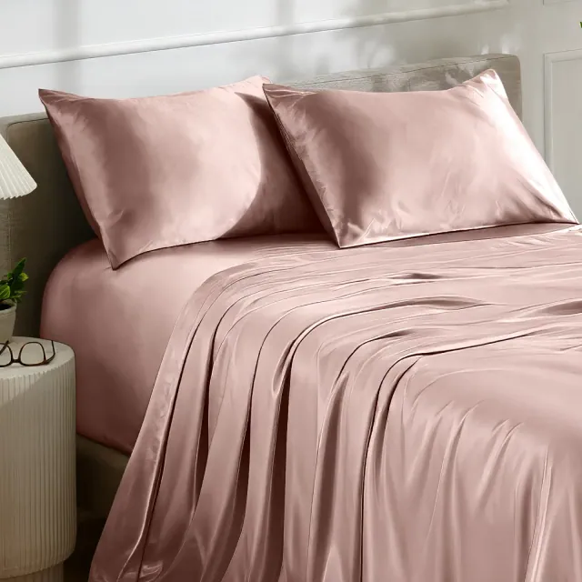 Silky-Smooth Satin Sheet Set by Bare Home - King, Blush