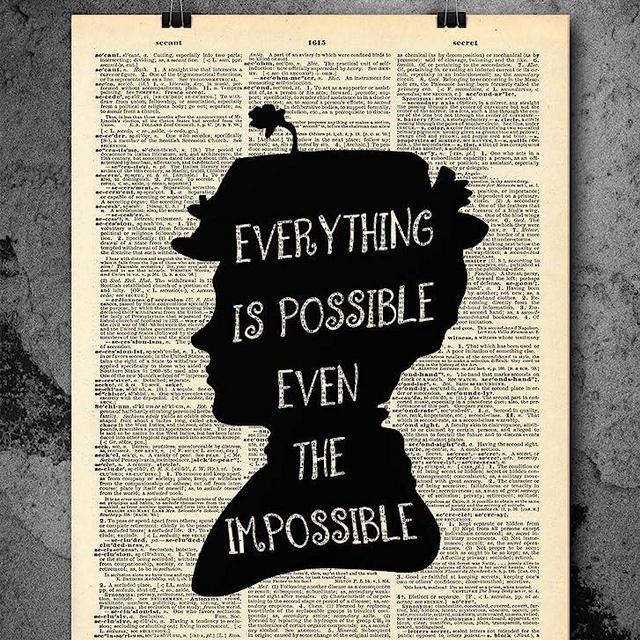 Mary Poppins - Everything Is Possible Quote - Dictionary Art Print - Vintage Dictionary Art Decor Home Vintage Art Abstract Prints Wall Art for Home Decor Wall Decorations | Print Only D242