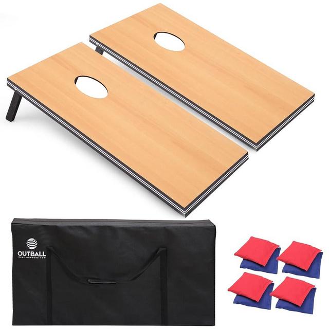 Outball Cornhole Set Corn Holes Outdoor Game Cornhole Boards Regulation Size Bean Bag Toss Game Outdoor for Adults Family Lawn Beach Outside Activities,Include Carrying Bag