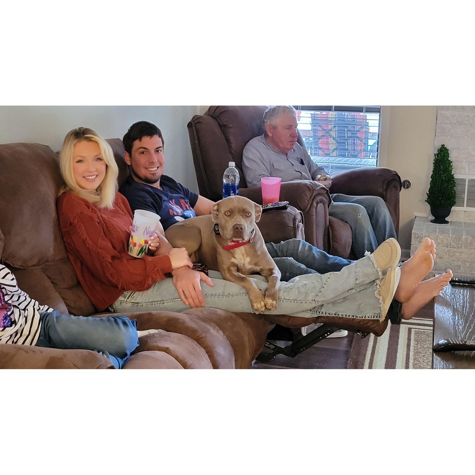 "sharing" the couch with Lucy