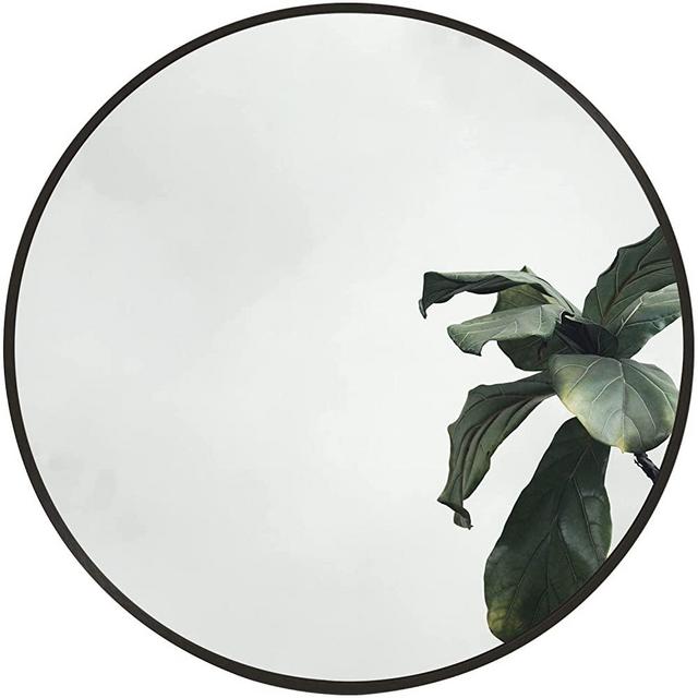 MYMO 20 Inch Round Mirror, Black Wall Mounted Circle Mirror Decorative with Brushed Metal Frame for Bathroom, Wall Decor, Washroom, Vanity, Bedroom, Entryway, Living Room