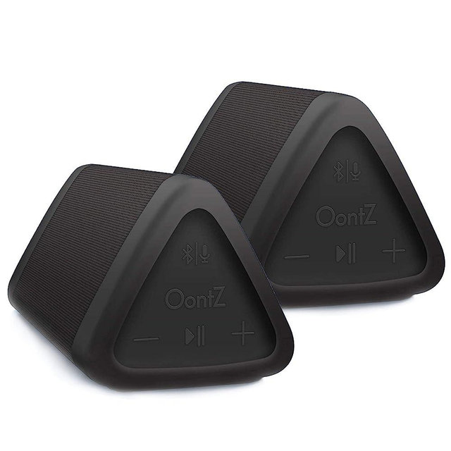 OontZ Angle 3 Bluetooth Speaker, 2 Pack, 10 Watt Output, 100 Foot Wireless Bluetooth Range, 14 Hours Battery Life, IPX5 Certified Water Resistant Bluetooth Speakers, Black