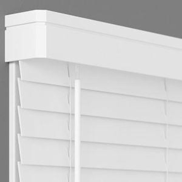2 Inch Cordless Faux Wood Blind with Contemporary Valance - 50" W x 72" L - White, Over 900 Custom Sizes Starting at 19.97, Smooth Room Darkening Slats for Interior Windows by Lumino