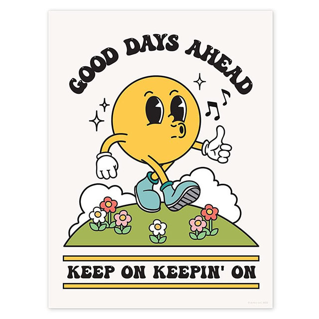 Good Days Ahead Retro Poster Wall Art Print, Cute Room Decor Retro Aesthetic, Positive Quote Art Print, Vintage Nostalgia Poster