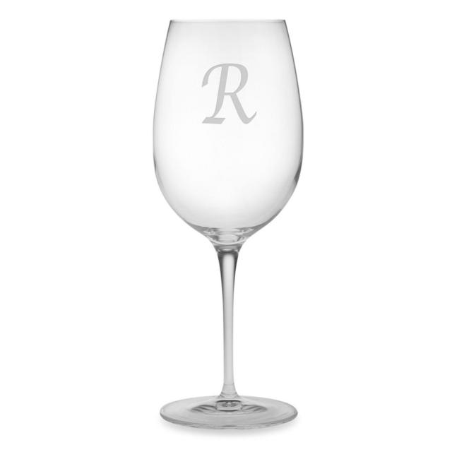 Susquehanna Glass Monogrammed Script Letter "R" Wine Glasses (Set of 4)
