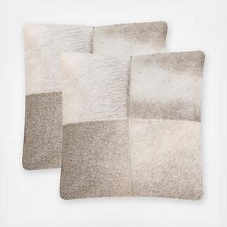 Patchwork Cowhide Square Pillow, Set of 2