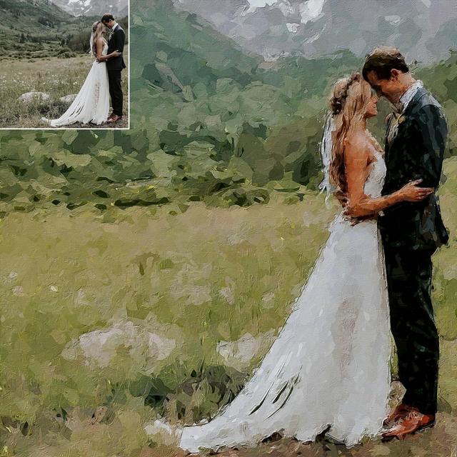 Painting From Photo, Digital Oil Painting Print On Canvas, Personalized Custom Couple Portrait From Photo, Wedding, Anniversary