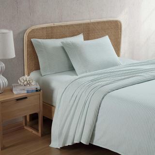 Cool Beach Stripe Cotton Percale  4-Piece Sheet Set