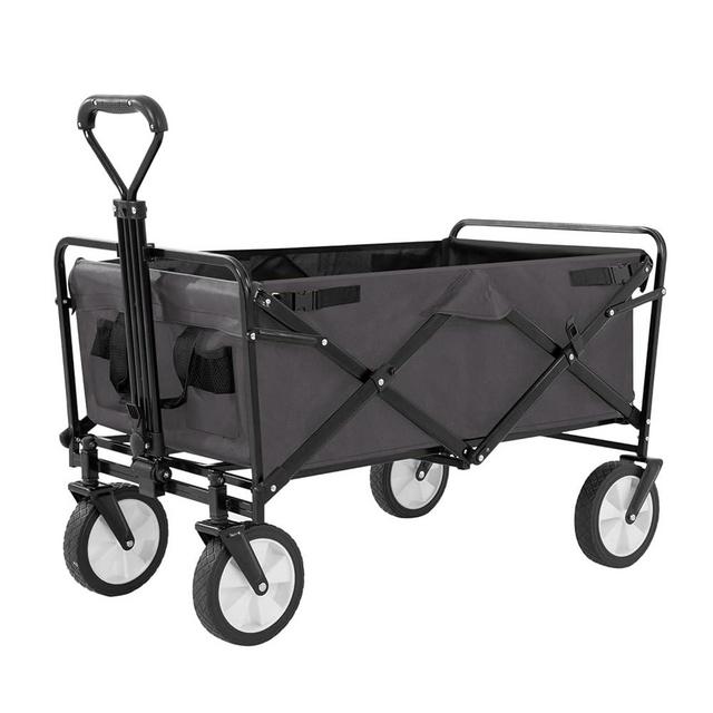 Collapsible Wagon Folding Wagon Garden Cart with Large Capacity, Portable Utility Wagon Cart Heavy Duty for Beach Camping Shopping Garden (Grey)