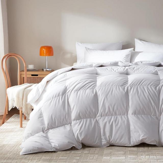 WENERSI Goose Feather Down Comforter Oversized King Size,100% Organic Cotton Duvet Insert,All-Season Luxury Duvet Insert with Baffle Box Design, 750+Fill Power Hotel Collection Bedding Comforter