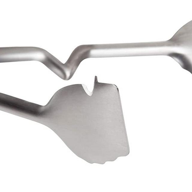 Dreamfarm BBQ Clongs 15-Inch - Premium Stainless-Steel Click-Lock Sit Up Barbeque Scraping Tongs with Sausage Pricker and Link Cutter, Sturdy, Heavy Duty - Great for Cooking, Grilling