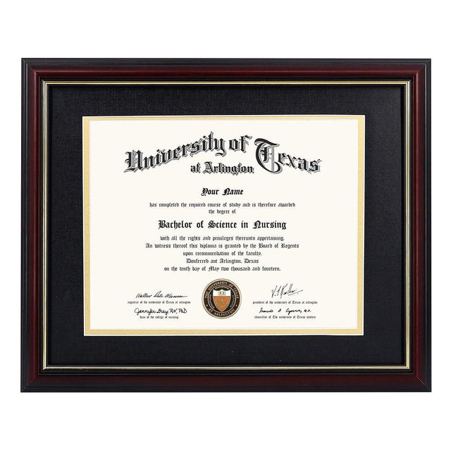 GraduationMall 8.5x11 Diploma Frame with Black over Gold Mat or Display 11x14 Certificate without Mat,Solid Wood & UV Protection Acrylic,Cherry Finish with Gold Trim