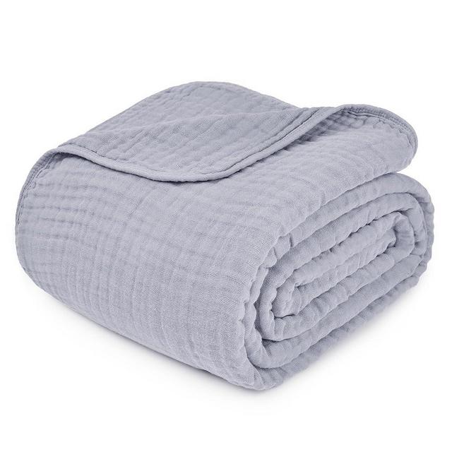 Comfy Cubs King Muslin Blanket, Extra Large Size 108” x 90”, 6 Layer Cooling Cotton Softness, Breathable & Warm Throw for Bedroom, Living Room Couch (Slate, King - Muslin)