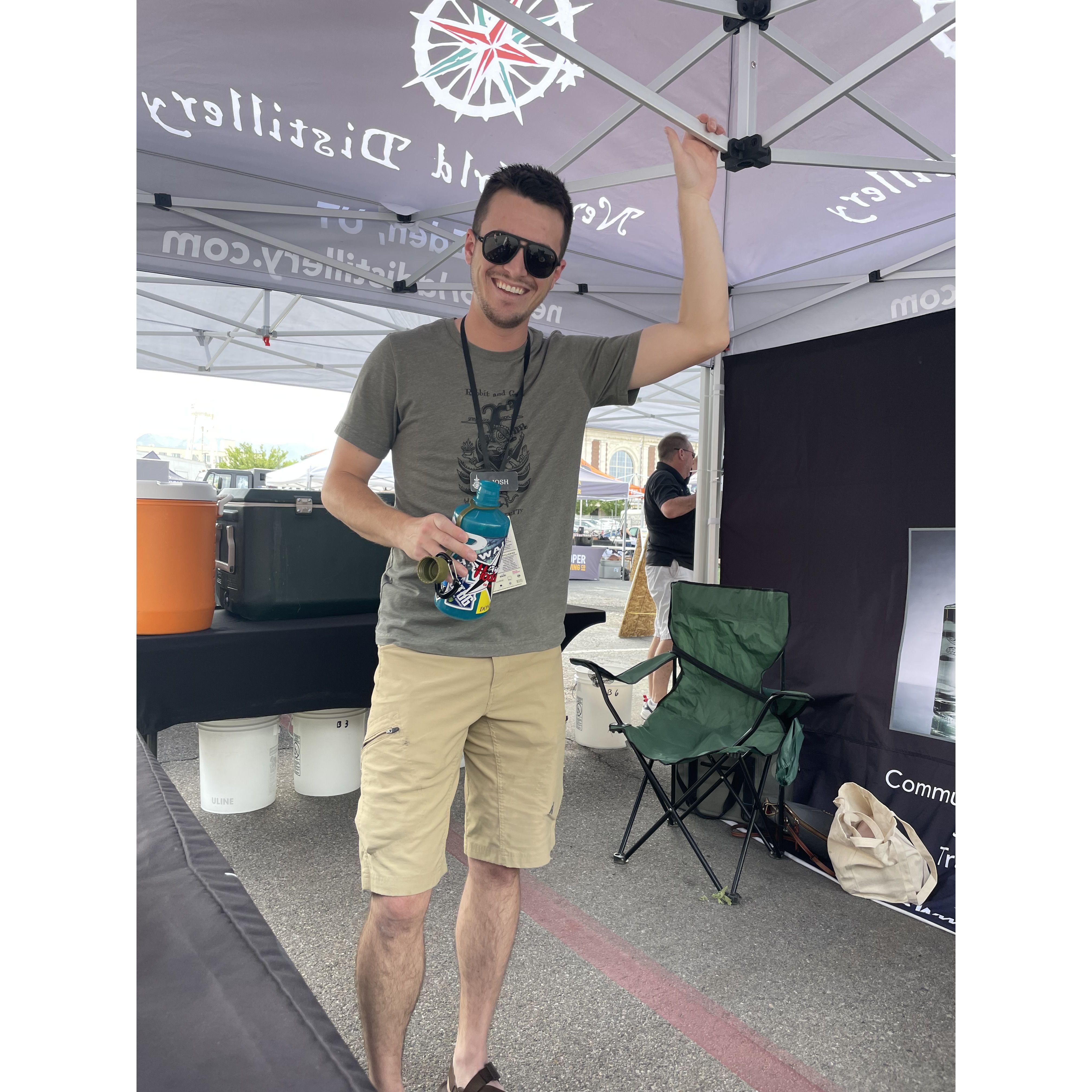 We enjoyed working at New World Distillery's Cocktail Events. (This is Sam's favorite picture of Josh)