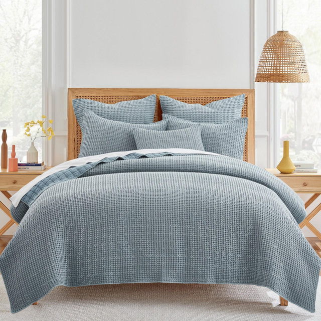 Mills Waffle Chambray King Quilt Set - Levtex Home