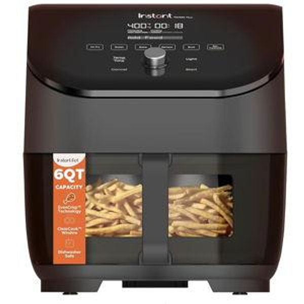 Instant Pot Vortex Plus 6QT ClearCook Air Fryer, Clear Windows, Custom Program Options, 6-in-1 Functions, Crisps, Broils, Roasts, Dehydrates, Bakes, Reheats, from the Makers of Instant Pot, Black