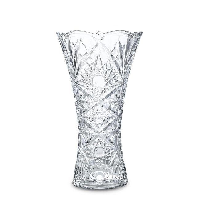Clear Crystal Vase, Glass Flower Vase Thickening Design Suitable for Home Decor Centerpieces, Wedding, Mothers Gift,9.2'' Tall