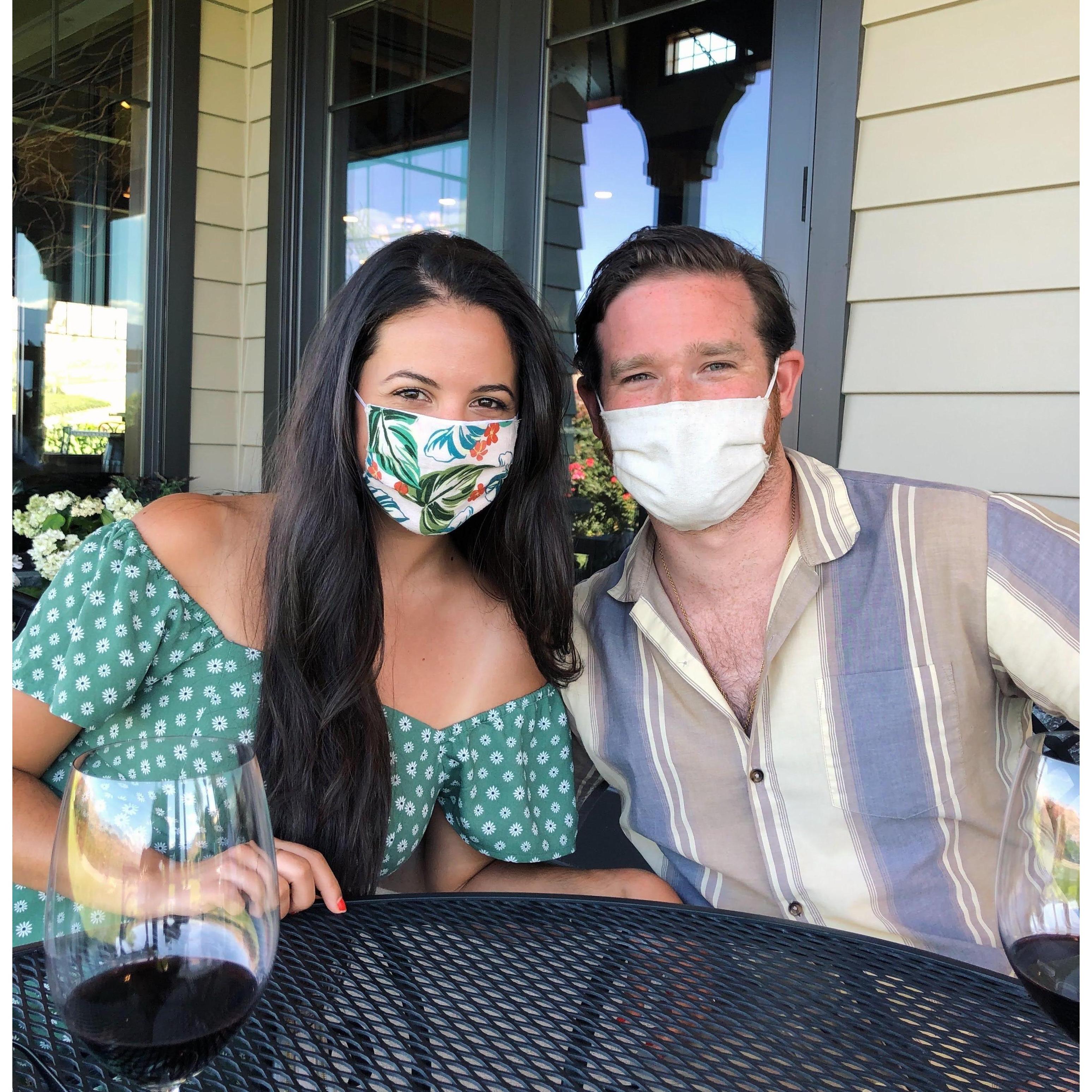 Masked up and ready to do some wine tasting