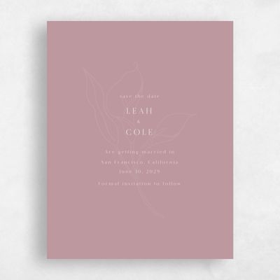 Dusty Rose, Pink Wedding Save the Date - Arum Portrait