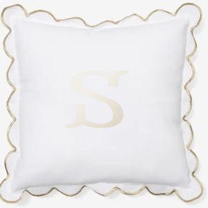 Monogrammed Scalloped Pillow Sham- Khaki