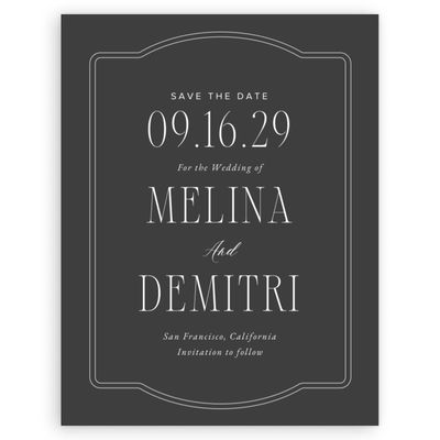 Dark Charcoal, Grey Wedding Digital Save the Date - Ivette Portrait