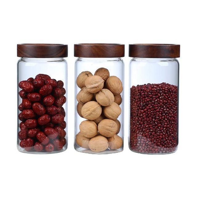 Emrichhton 40.5 fl.oz -3 pack Glass Jars with Bamboo Lids, Glass Food Storage Containers with Airtight Lids, Glass Container Jar Set for Coffee, Nut, Candy, Cereal, Sugar, Snacks, Blooming Tea,Spice