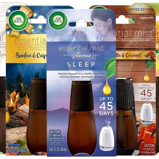 Air Wick Essential Mist Diffuser Oil Refills Variety Pack, Set of 5 Fragrance Mist Refills, Assorted Scents, Lasts Up to 225 Days