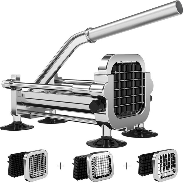 Befano French Fry Cutter, Potato Cutter with 1/2 Inch, 3/8 Inch and 1/4 Inch Blades, Commercial Stainless Steel French Fries Slicer for Whole Potatoes, Carrots, Cucumbers.
