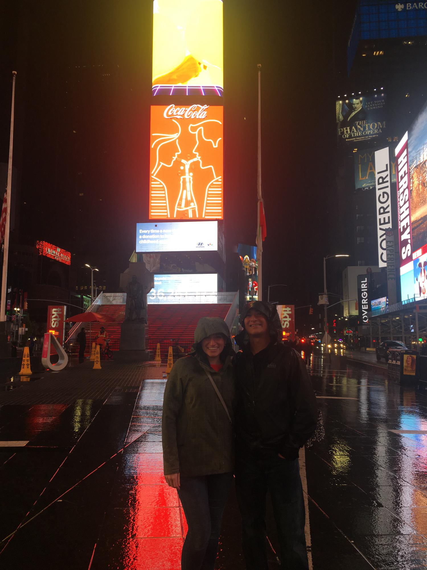 After a visit to Times Square in the rain at 3am, we decided to make our relationship official!