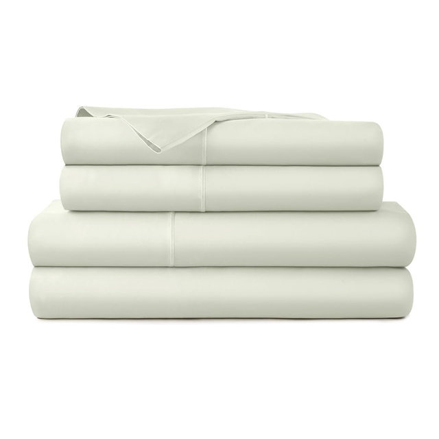 100% Organic Cotton Sheets King Size - GOTS Certified Organic Bed Sheets with Deep Pocket 300 Thread Count & Cozy Sateen Weave Gets Softer with Each Wash - Luxury 4 Piece Set (Pastel Green, King)
