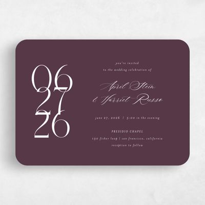 Purple Rounded Wedding Invitation - Aion Landscape