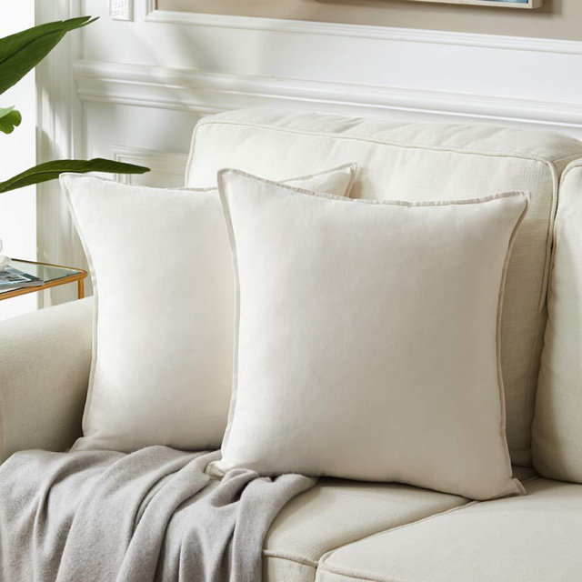 Fancy Homi 2 Packs Premium Faux Suede Decorative Throw Pillow Covers, Super Soft Square Pillow Case,Solid Cushion Cover for Couch/Sofa/Bedroom (20"x 20",Set of 2, Ivory)