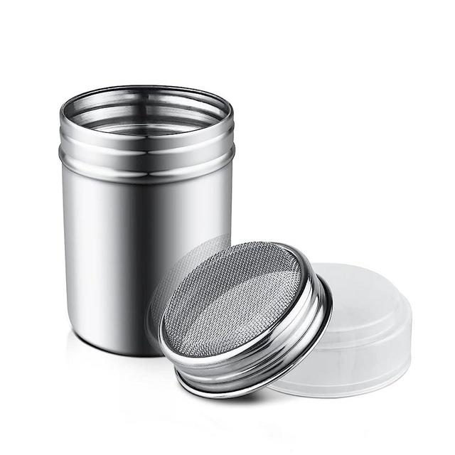 1Pcs Stainless Steel Powder Sugar Shaker Duster with Lid, Fine Mesh Shaker Powder Cans for baking soda Cocoa Cornstarch Coffee Flour ect