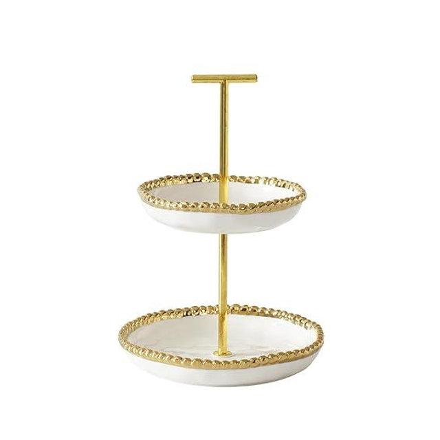 Pampa Bay Mini 2 Tier Stand, Golden Salerno, Kitchen, Gift, 9 x 6 Inch, CER2850WG