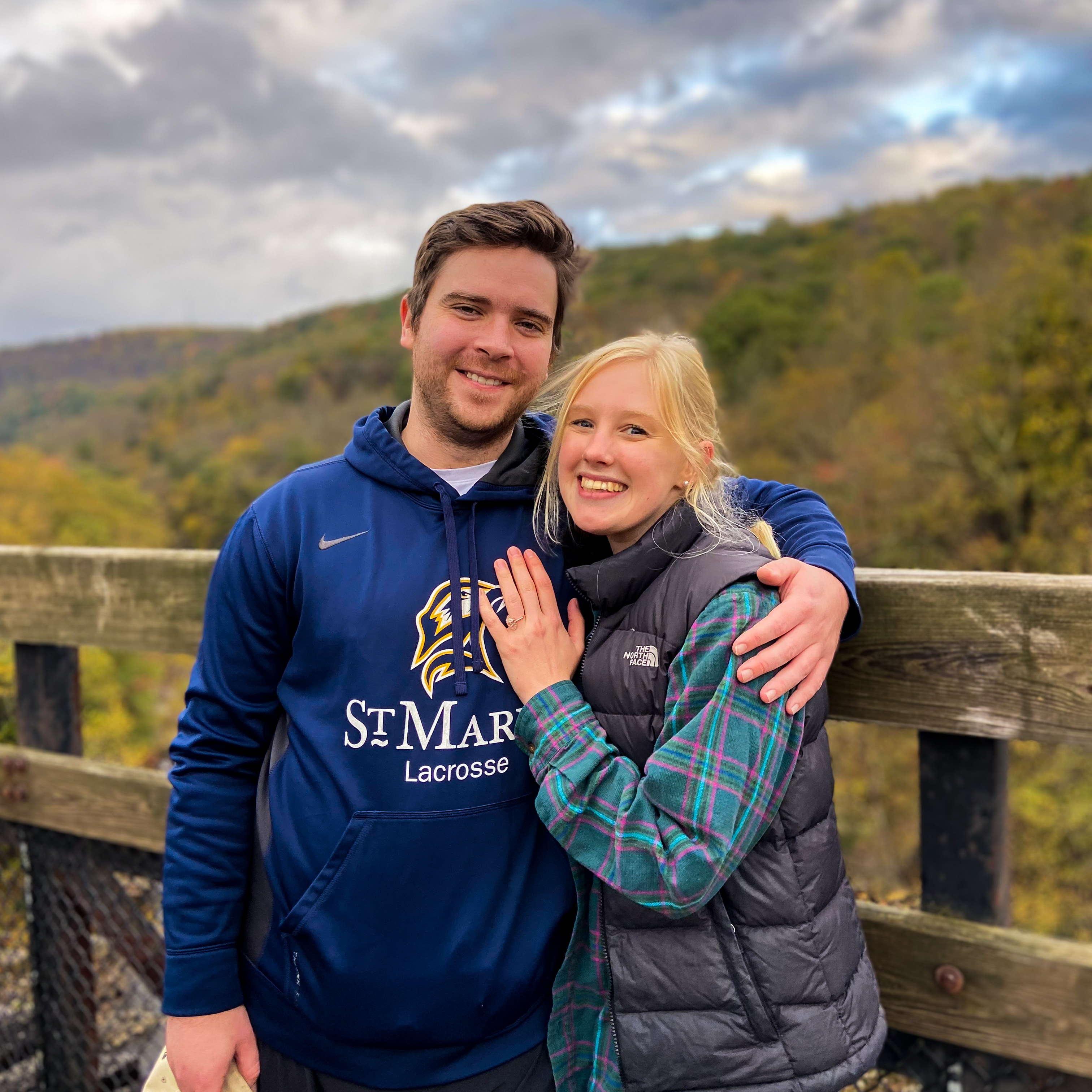 October 23, 2021: We got engaged! In Ohiopyle, PA on a hike