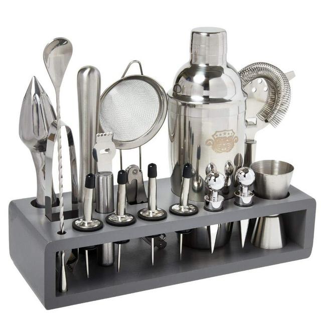 G2S Cocktail Shaker Set, 17 Pcs Party Set for Impressive Mixology - Sleek, Balanced, Heavy Duty 304 Stainless Steel - 25oz Alcohol Drink Mixer, Bartender Kit & Bartending Accessories for Home Bars