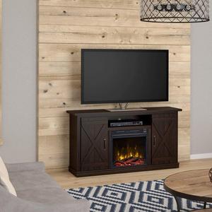 Serein 48" TV Stand with Fireplace in Saw Cut Espresso