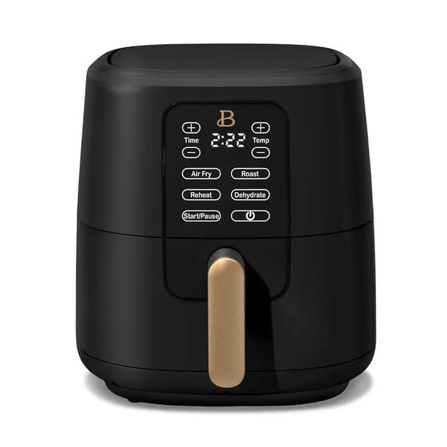 6 Qt Air Fryer with TurboCrisp Technology, Touch-Activated Display, Adjustable Temperature, Sleek Design, Fast Cooking, Nonstick Basket, Ideal for Family Meals, Beautiful Collection - Black Sesame