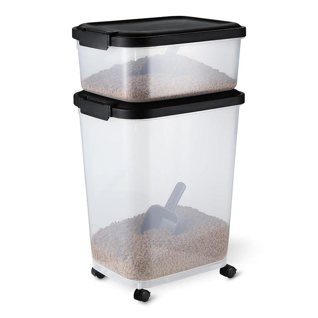 Amazon Basics Pet Food Storage Container Set, 30lbs and 10lbs with Scoop, for Dogs and Cats