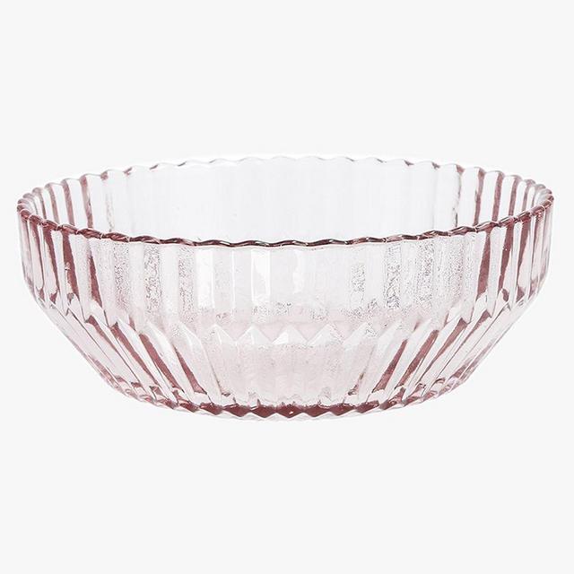Fluted Glass Coupe Bowl, Set of Of 4 - Blush